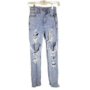 American Eagle Mom jeans super distressed Size 000
